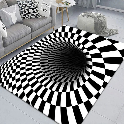 Covor alb/negru cu iluzie 3D, 50 x 80 cm