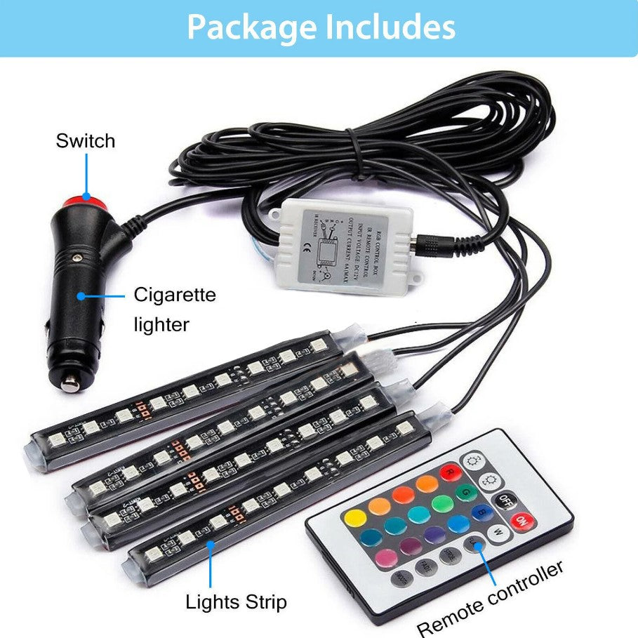 Set 4 benzi LED RGB, 9LED/banda, 12V, telecomanda, senzor