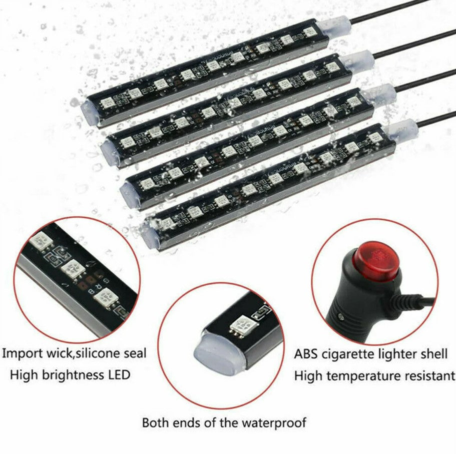 Set 4 benzi LED RGB, 9LED/banda, 12V, telecomanda, senzor