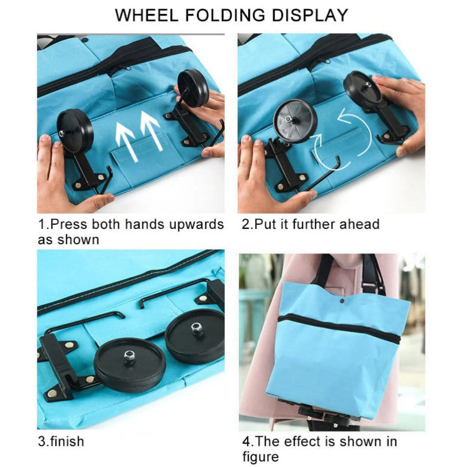 Geanta pliabila de cumparaturi, extensibila cu roti