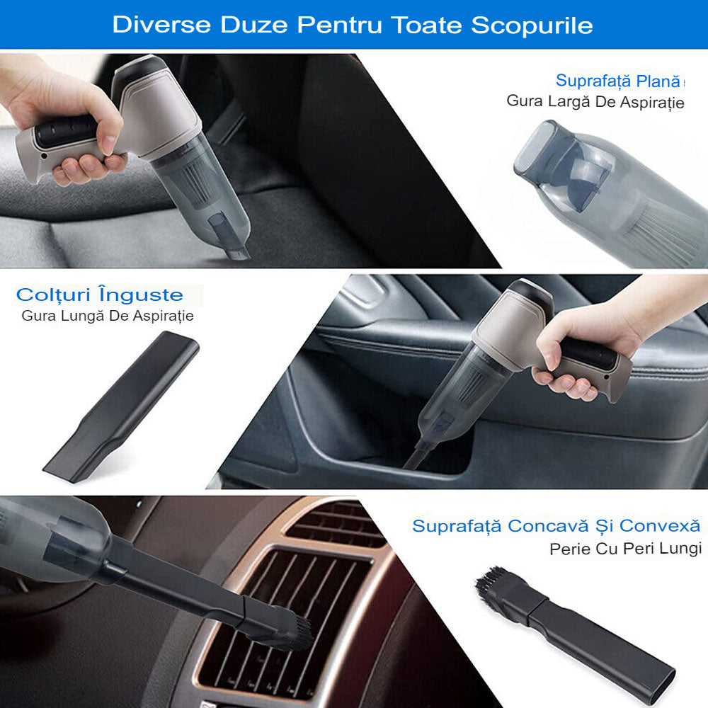 Aspirator portabil, alimentare USB, filtru lavabil