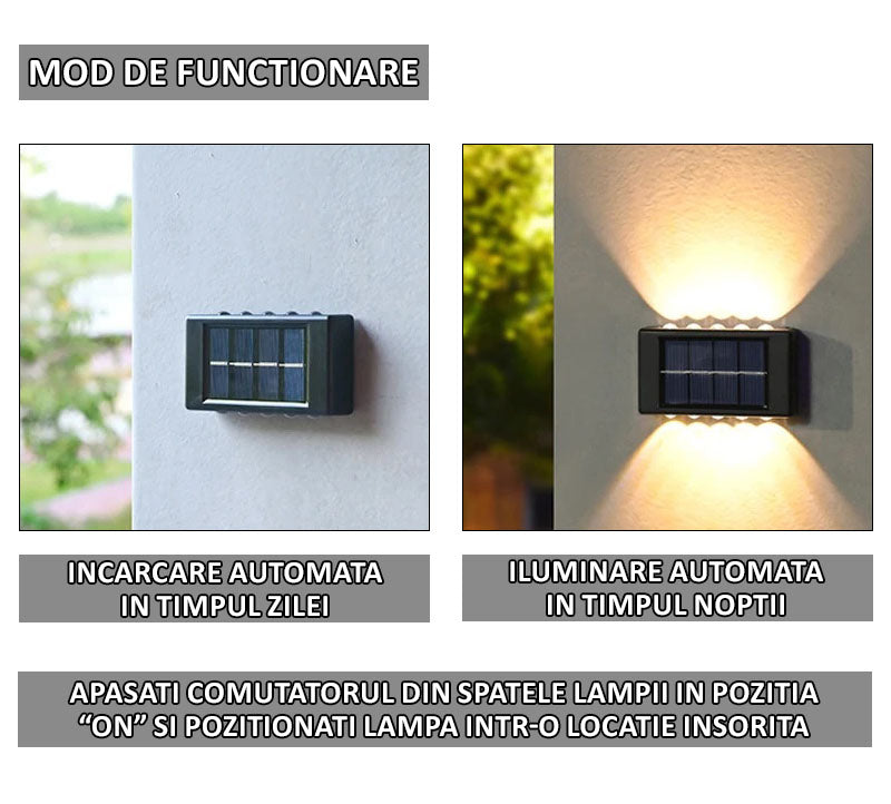 Set lampa solara bidirectionala 10 LED - Alb cald
