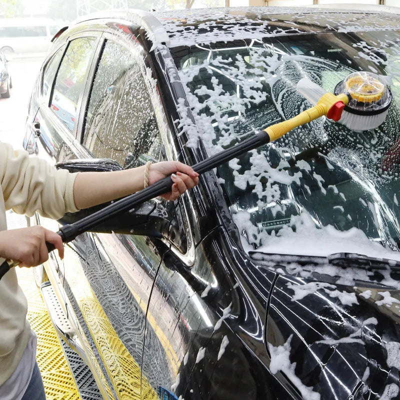 Perie auto cu rotatie si recipient detergent