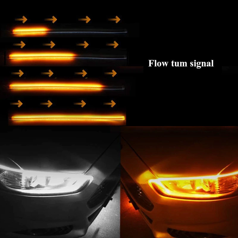 Set 2 benzi LED Matrix 30 cm pentru faruri - alb si galben