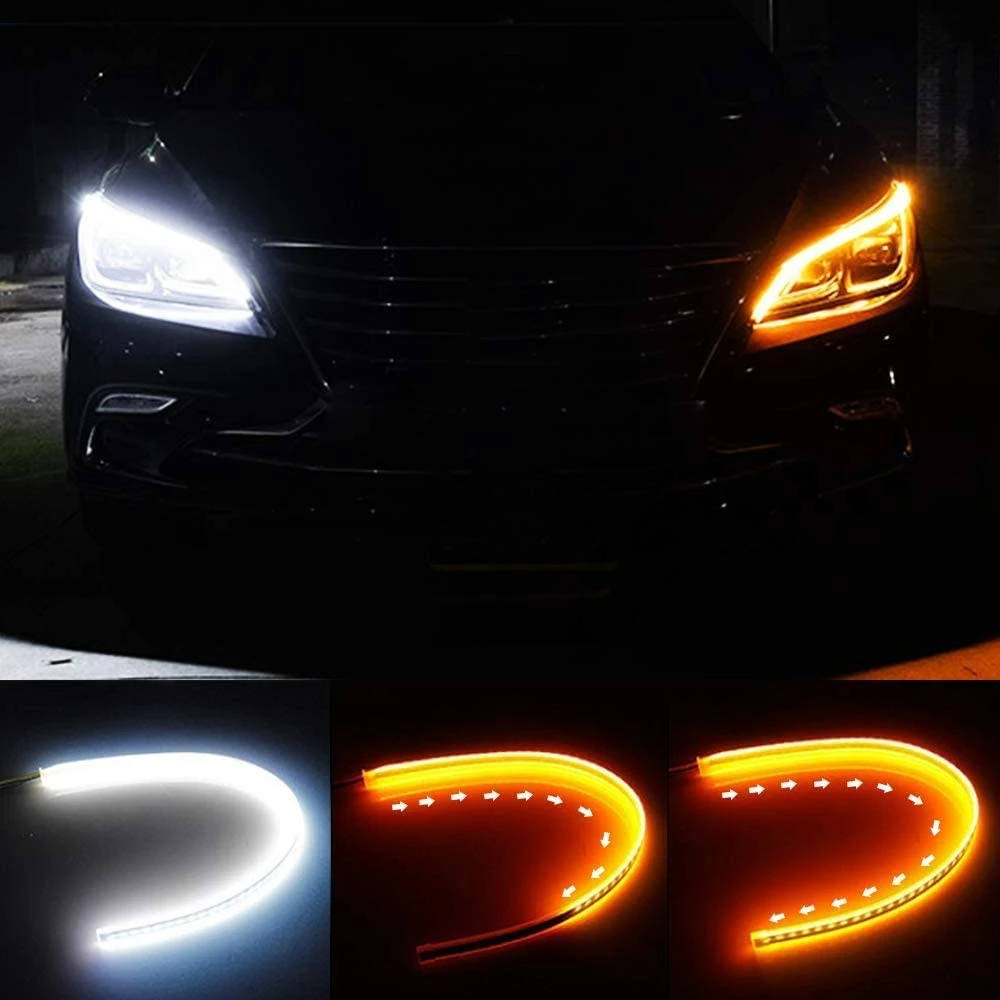 Set 2 benzi LED Matrix 30 cm pentru faruri - alb si galben