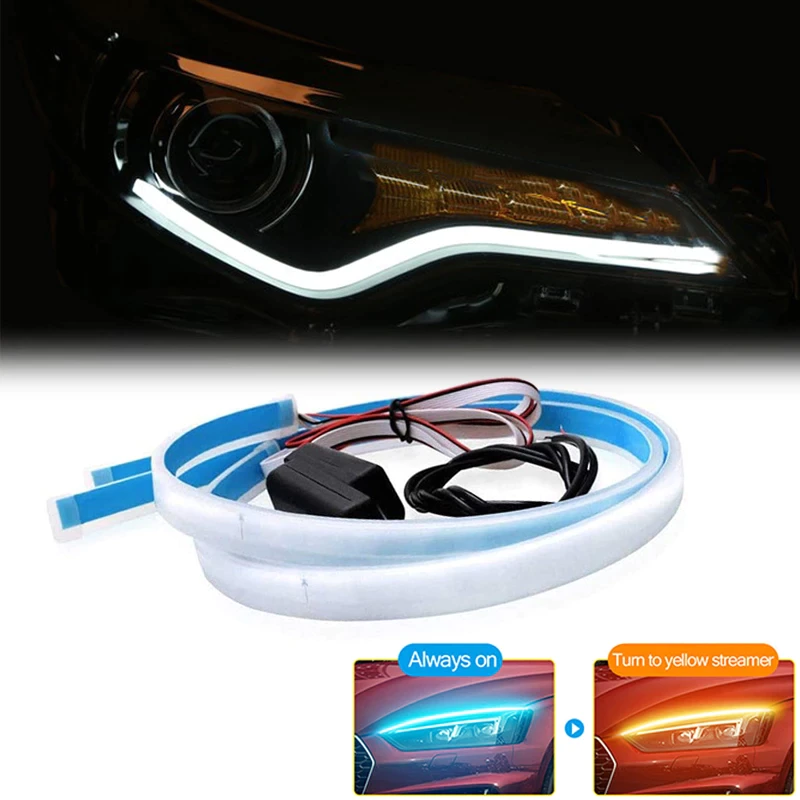 Set 2 benzi LED Matrix 30 cm pentru faruri - alb si galben