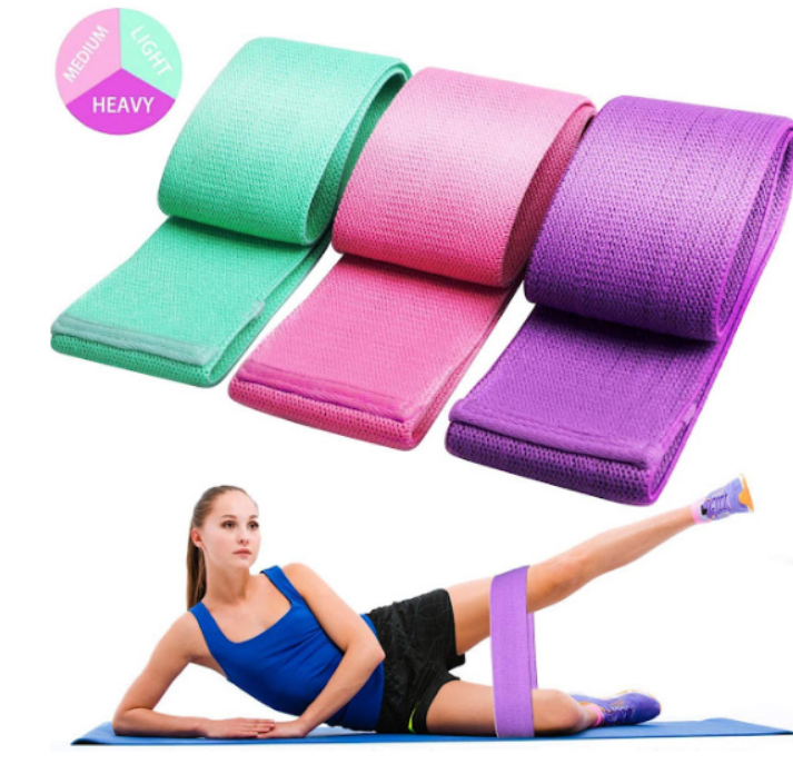 Set 3 benzi elastice din material, 3 niveluri de rezistenta, saculet inclus