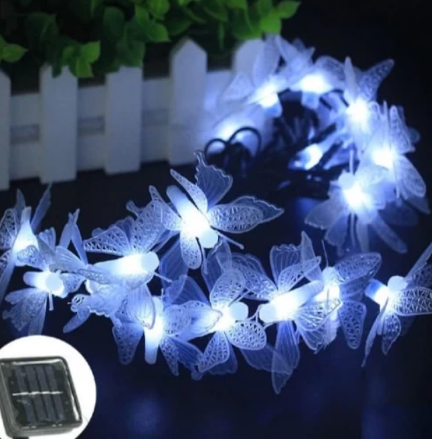 Instalatie solara gradina 50 LED cu fluturi din silicon