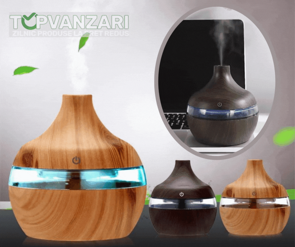 Difuzor de aromaterapie, 7 culori ambientale + 1 sticluta ulei