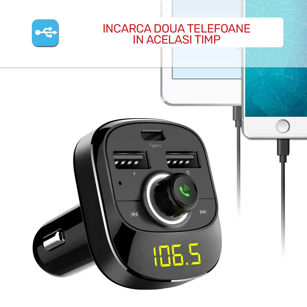 Modulator C4 Bluetooth 5.0 cu incarcare RAPIDA si luminca RGB 7 culori