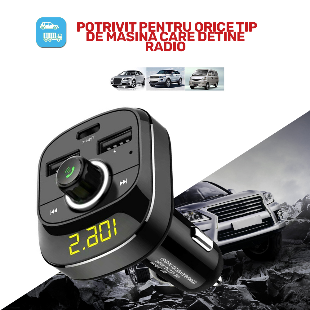 Modulator C4 Bluetooth 5.0 cu incarcare RAPIDA si luminca RGB 7 culori