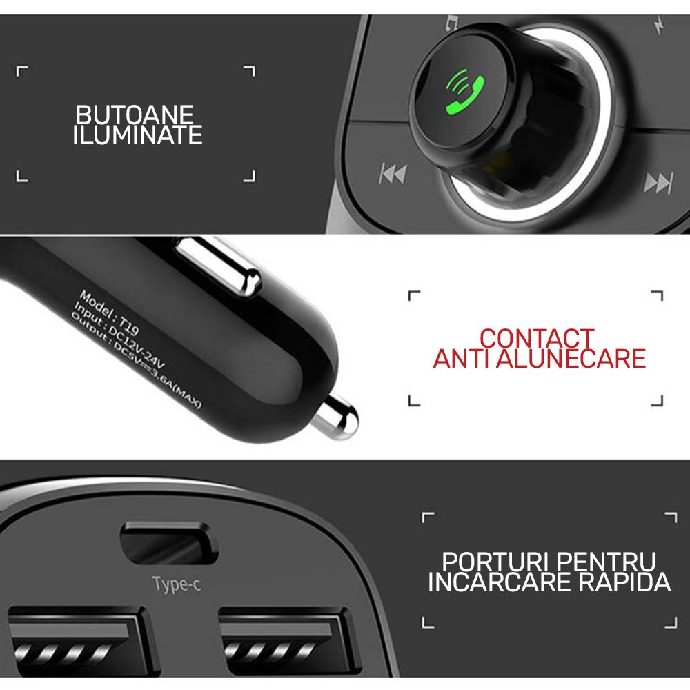 Modulator C4 Bluetooth 5.0 cu incarcare RAPIDA si luminca RGB 7 culori