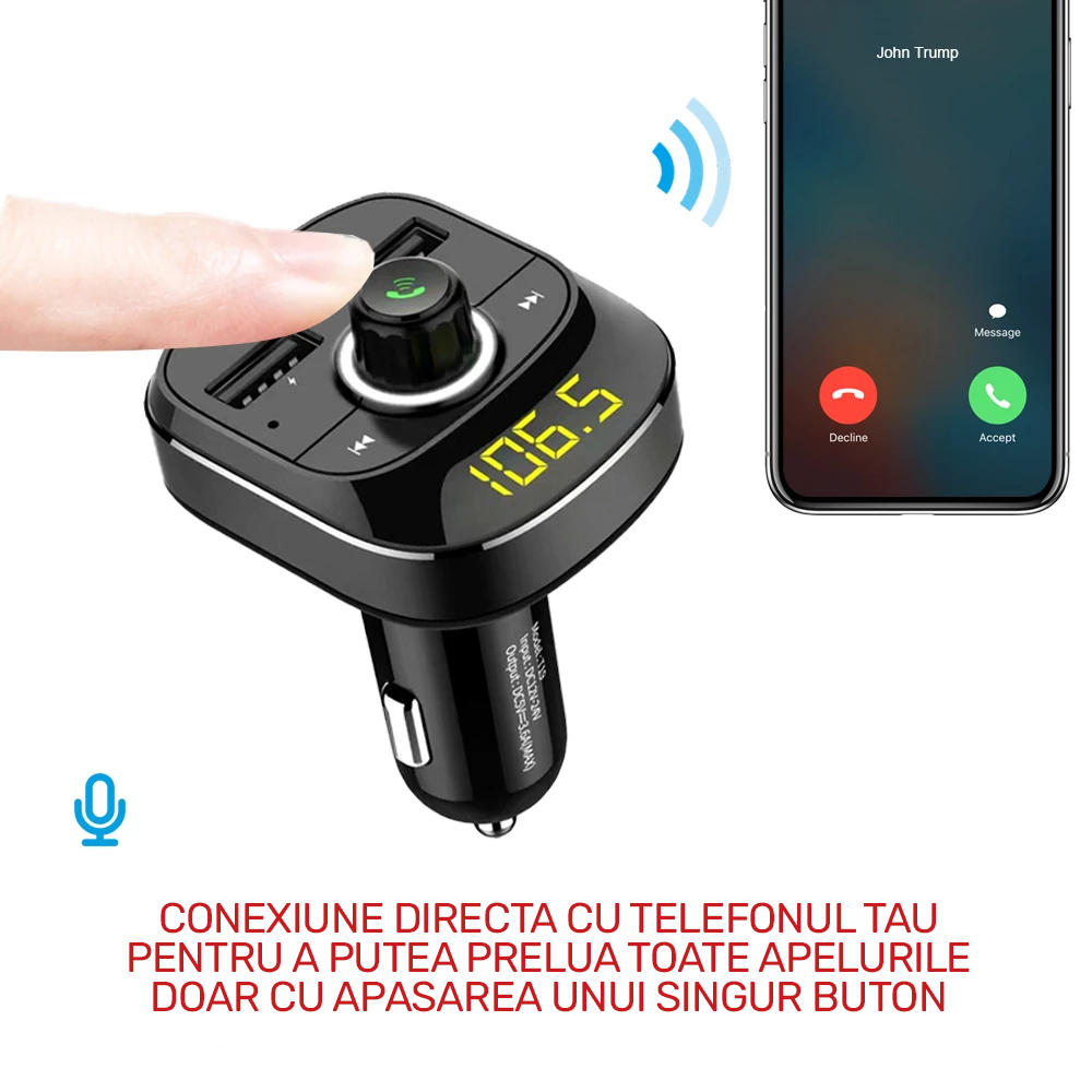 Modulator C4 Bluetooth 5.0 cu incarcare RAPIDA si luminca RGB 7 culori