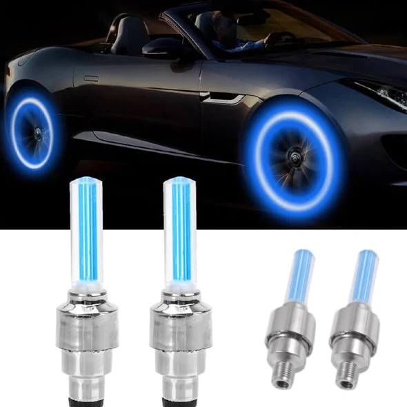 Set 4 x Capace cu LED pentru supapele rotilor Cybertron - Rosu