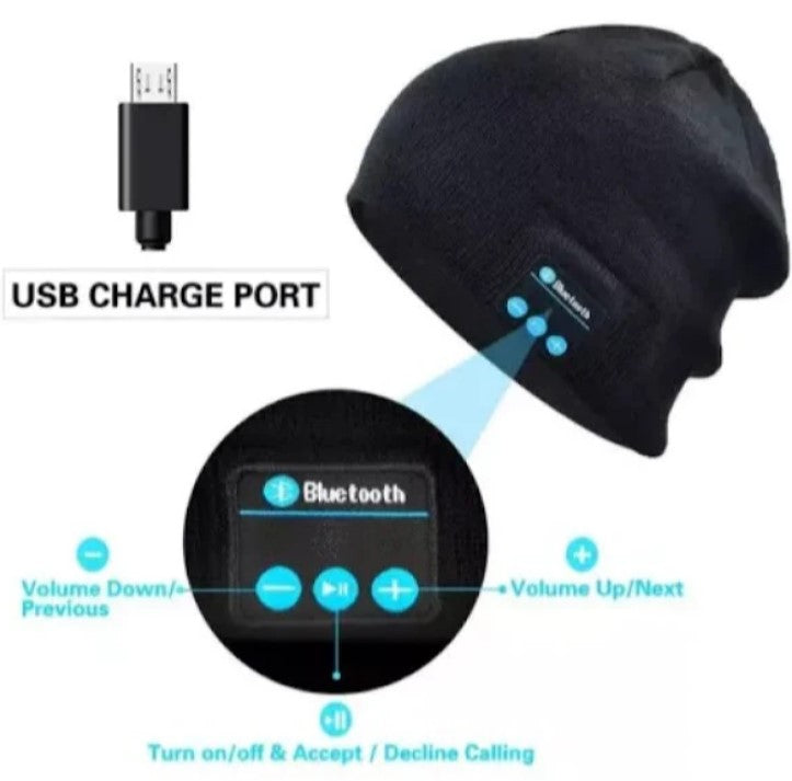 Caciula cu bluetooth. Handsfree si Microfon, Unisex, Negru