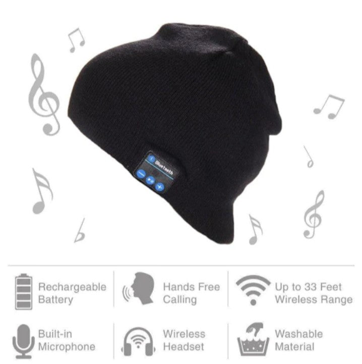 Caciula cu bluetooth. Handsfree si Microfon, Unisex, Negru