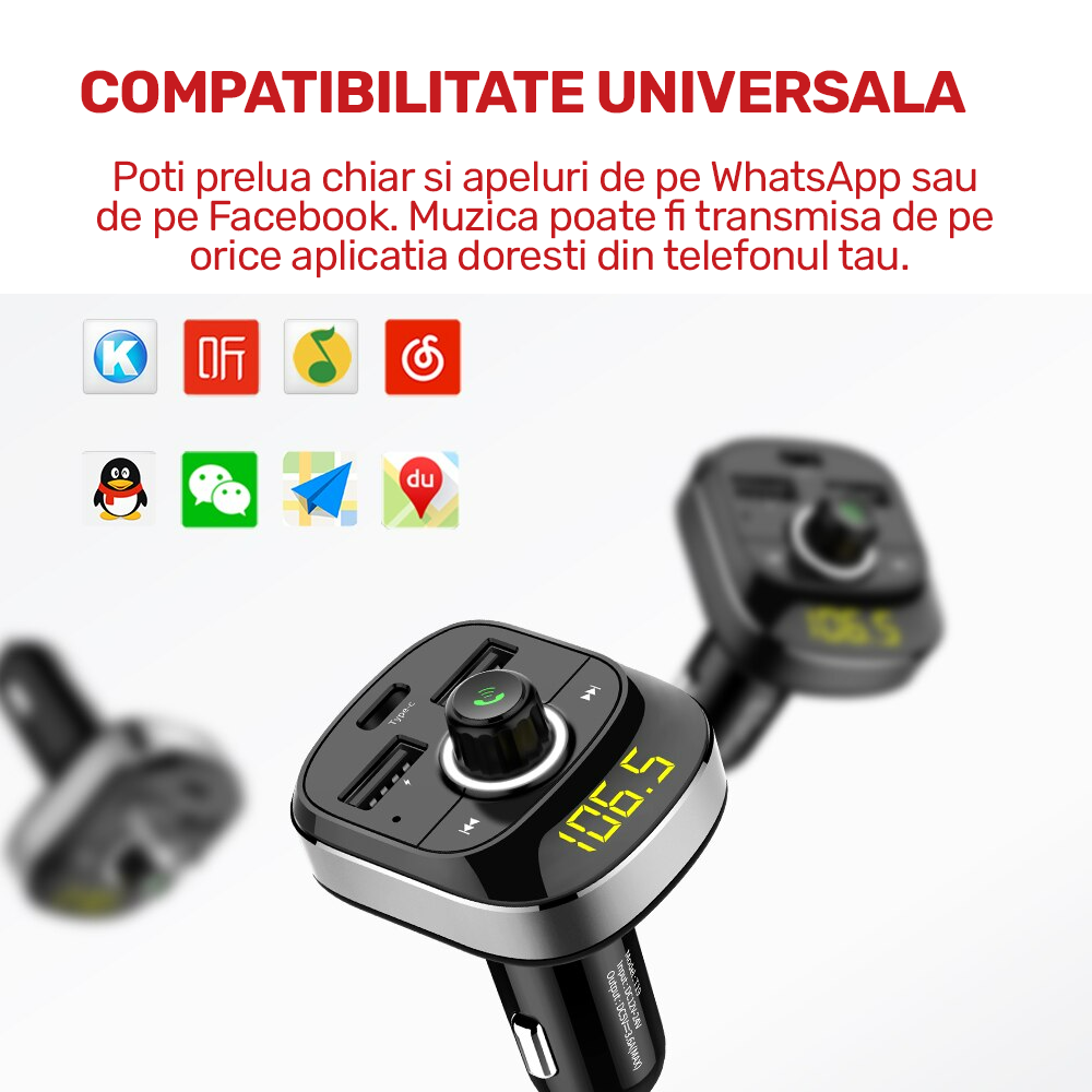 Modulator C4 Bluetooth 5.0 cu incarcare RAPIDA si luminca RGB 7 culori