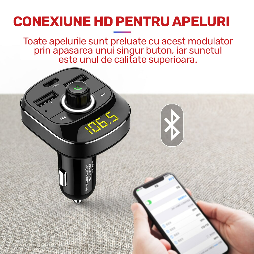 Modulator C4 Bluetooth 5.0 cu incarcare RAPIDA si luminca RGB 7 culori