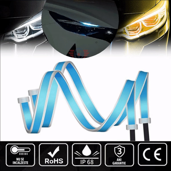 Set 2 benzi LED Matrix 30 cm pentru faruri - alb si galben