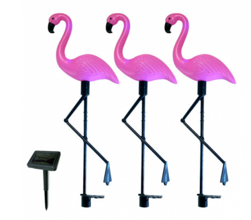 Set 3 x LAMPI SOLARE PENTRU GRADINA, FLAMINGO