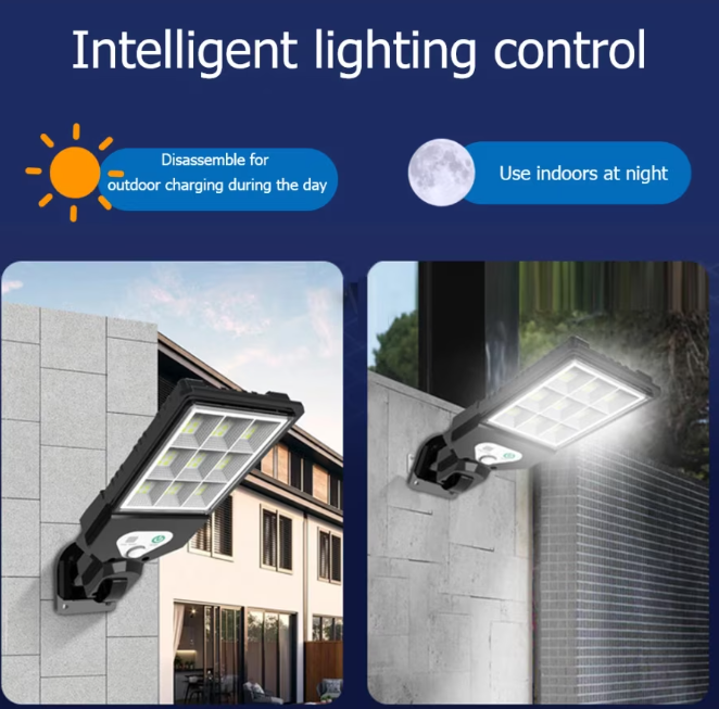 Lampi Solare de Perete cu 72 LED-uri COB, 50W, 3 Moduri de Functionare, Telecomanda, Senzor de Miscare si Lumina
