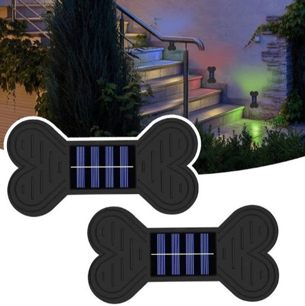 Set 2 lampi solare cu lumina bidirectionala, LED Bone, Alb cald