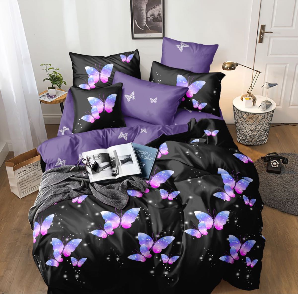 Lenjerie pat 1 PERSOANA, BUMBAC FINET, 4 piese - Diverse modele