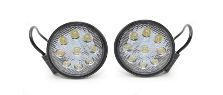 Set 2x proiectoare rotunde 27W (17 mm), 9 Led-uri