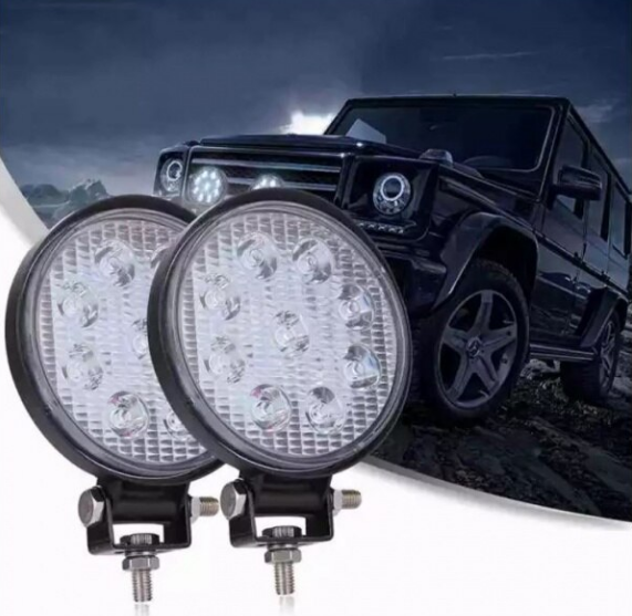 Set 2x proiectoare rotunde 27W (17 mm), 9 Led-uri