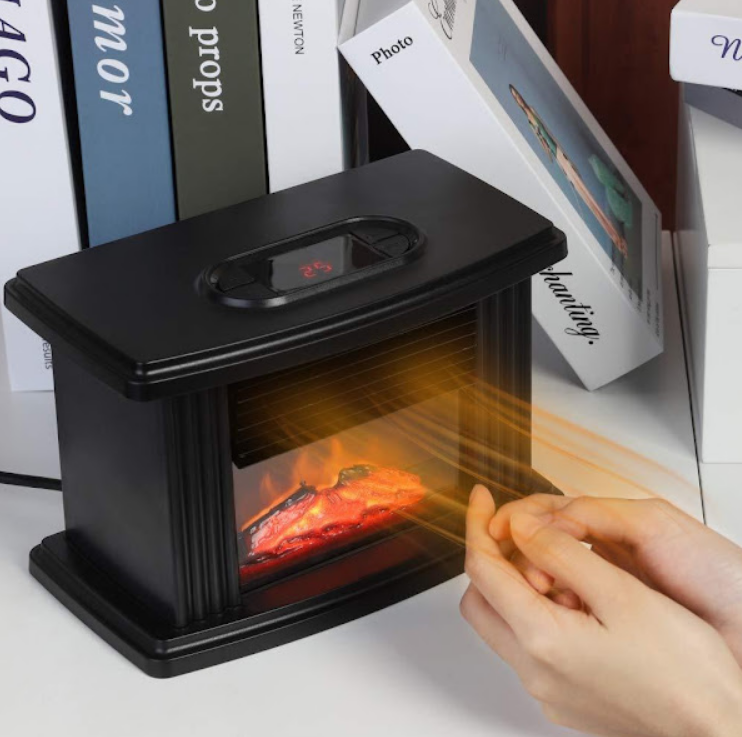 Semineu incalzitor cu flacara mini 500-800 W, telecomanda inclusa