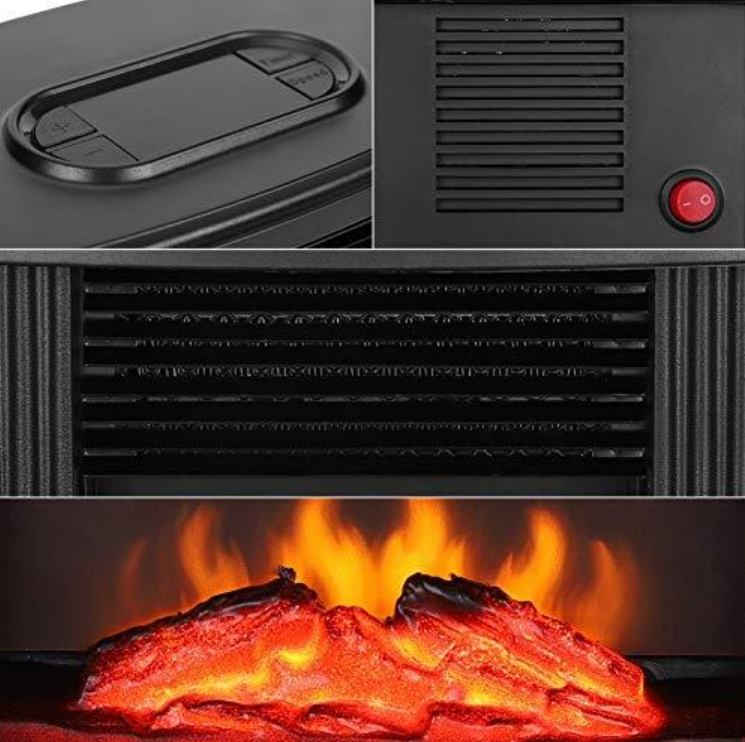 Semineu incalzitor cu flacara mini 500-800 W, telecomanda inclusa