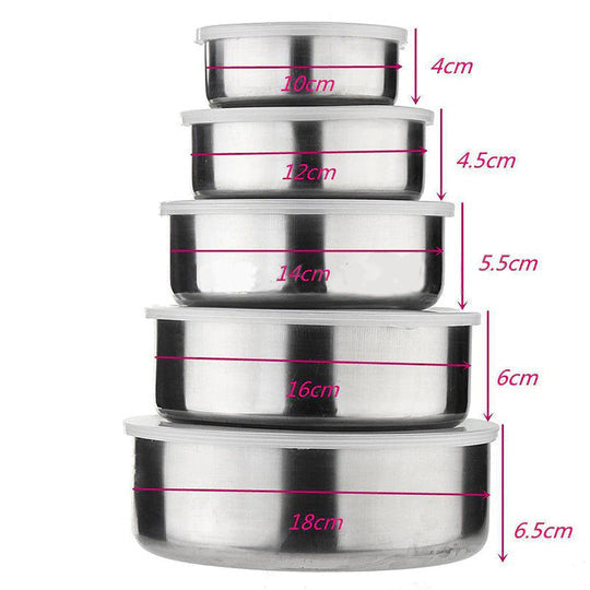 SET 5X CASEROLE DIN INOX DEPOZITARE ALIMENTE