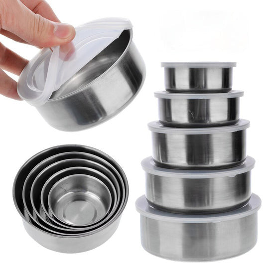 SET 5X CASEROLE DIN INOX DEPOZITARE ALIMENTE