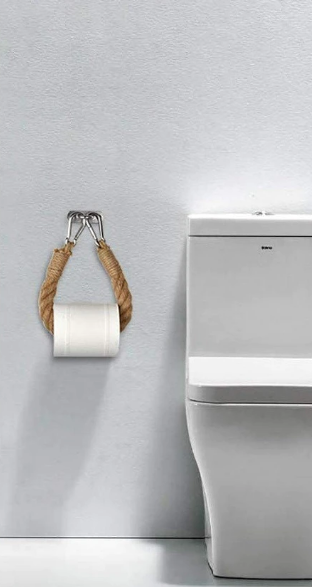 Set 2x Suport hartie igienica cu sfoara, 54 cm, natur