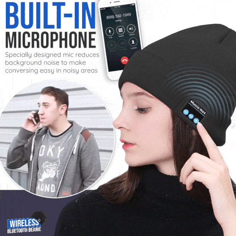 Caciula cu bluetooth. Handsfree si Microfon, Unisex, Negru