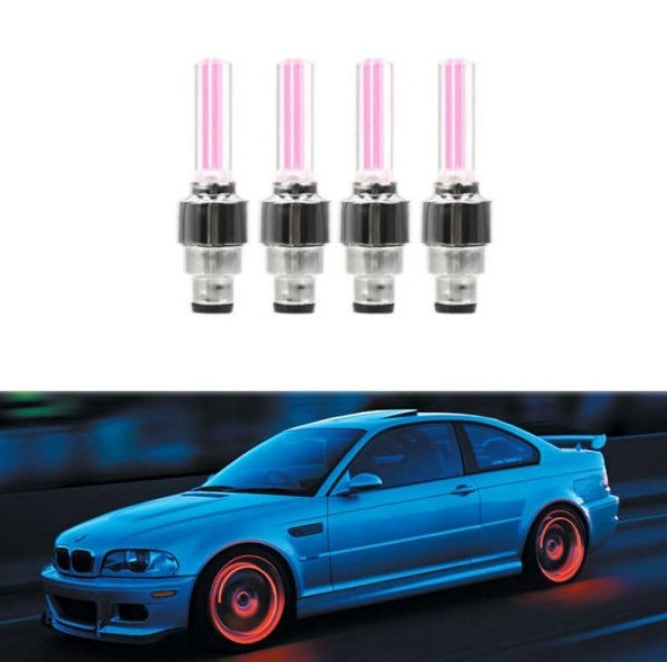 Set 4 x Capace cu LED pentru supapele rotilor Cybertron - Rosu