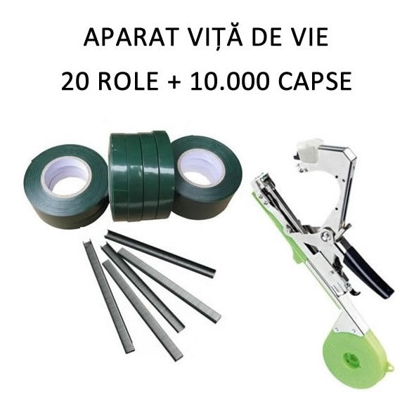 SUPER OFERTA!!! Aparat pentru legat vita de vie + 20 role de banda + 10.000 capse