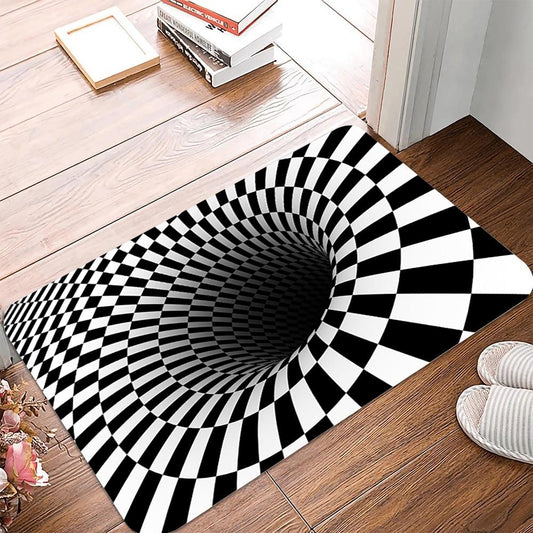 Covor alb/negru cu iluzie 3D, 50 x 80 cm