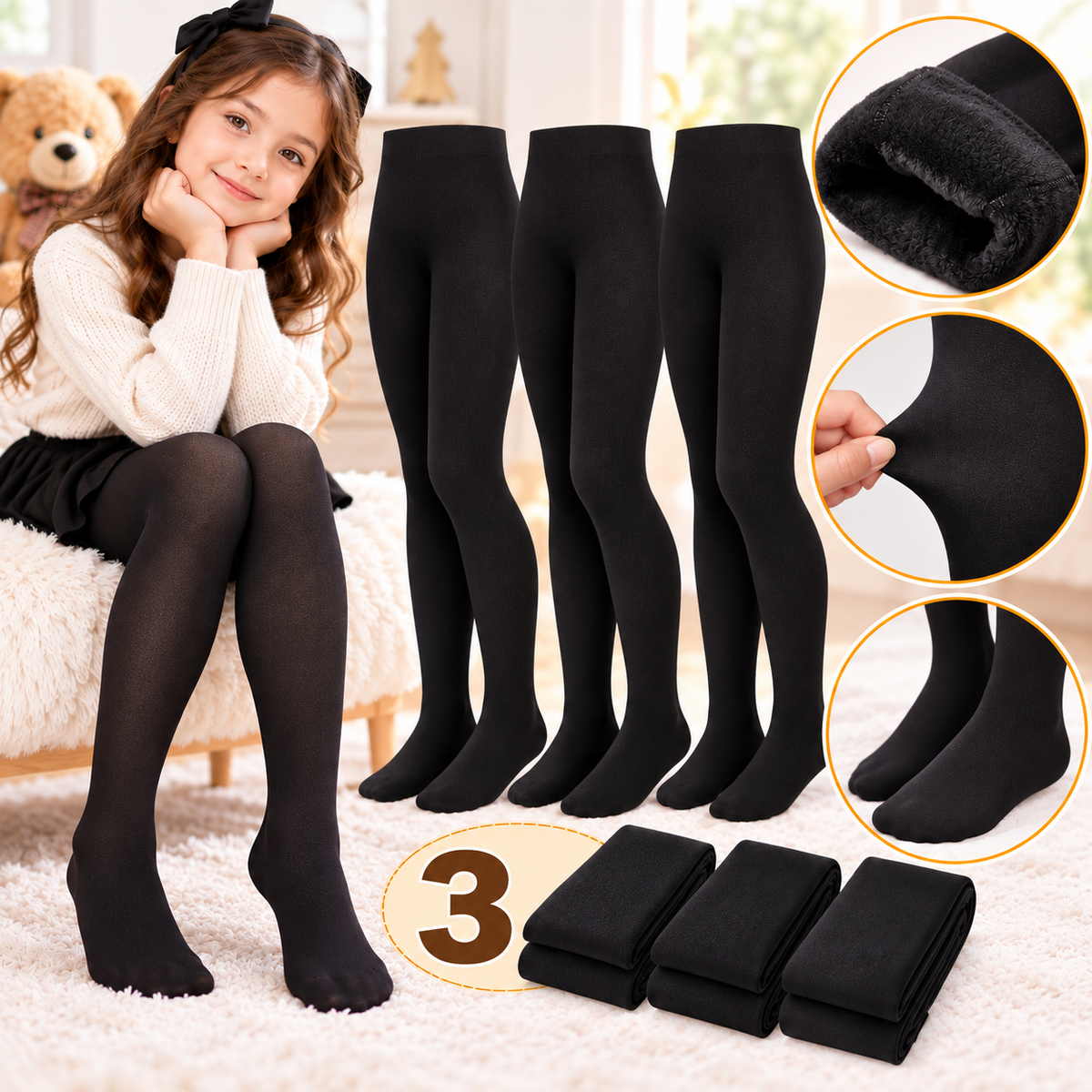 Set dres îmblănit pentru copii – 1800D, călduros și confortabil - 5–7 ani, 8–10 ani și 11–13 ani