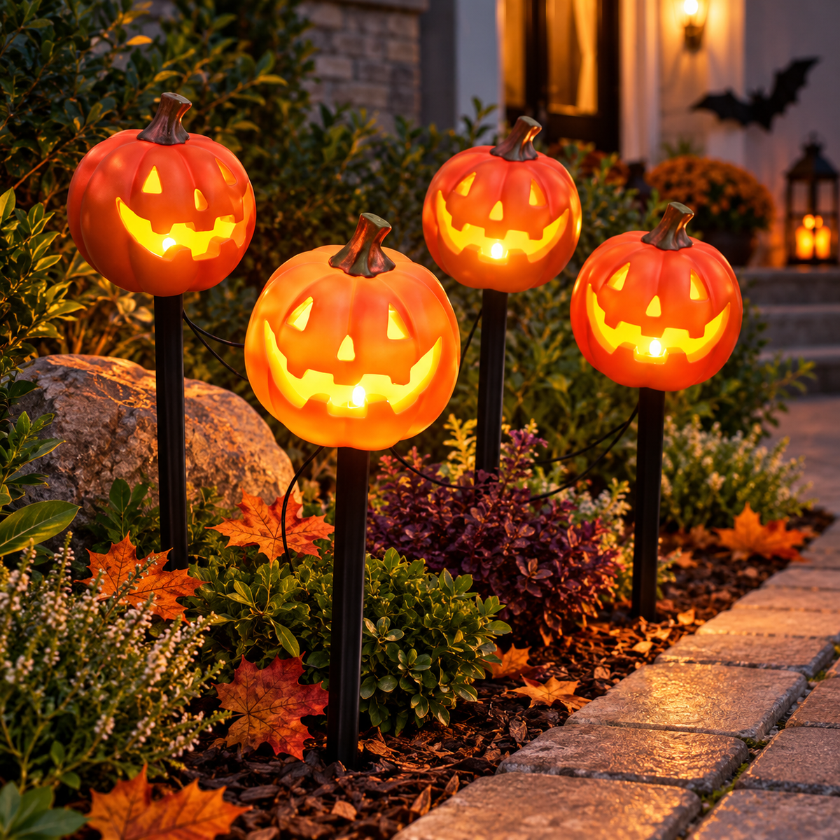Lămpi Solare Halloween - Set 2 sau 4 Bucăți, Dovleac sau Bufnita