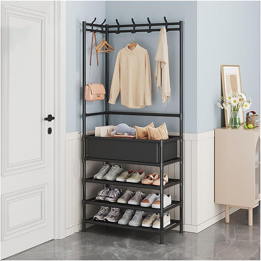 Suport de colt 3 in 1 pentru haine si pantofi, robust 154x60x28cm