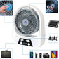 Ventilator Solar Portabil 3-în-1 cu 2 Becuri LED și Funcție Powerbank – Ideal pentru Camping și Situații de Urgență