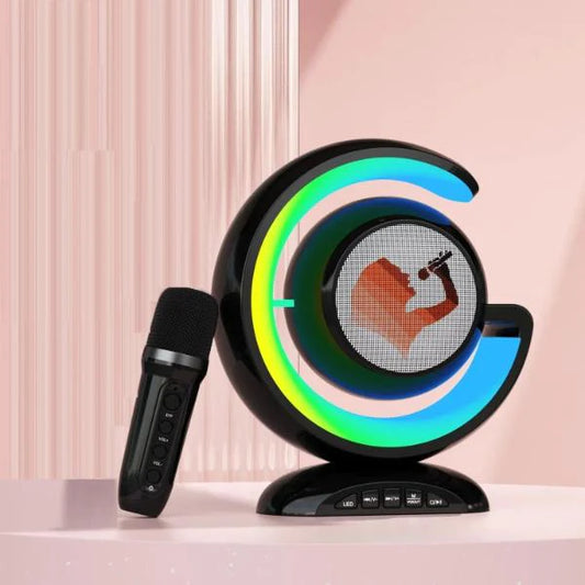 Set Karaoke Cu Boxa Wireless si Microfon, Lumina LED RGB