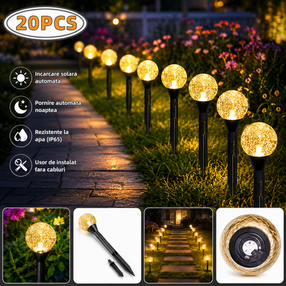 Lampa Solara de Gradina "Crystal Bubble" cu 20 bulbi LED Waterproof