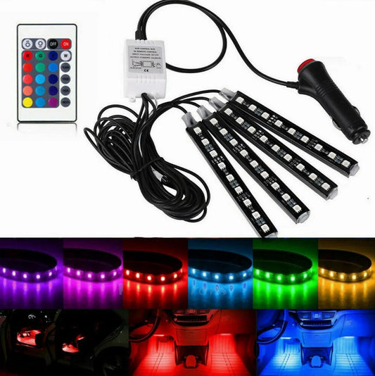 Set 4 benzi LED RGB, 9LED/banda, 12V, telecomanda, senzor