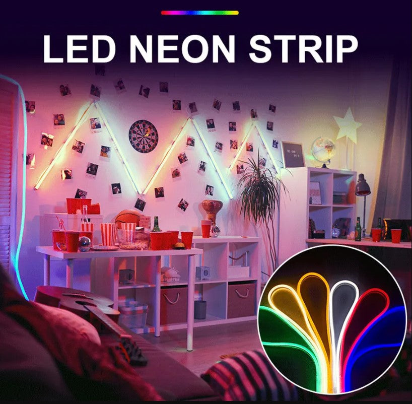 Banda LED neon flexibila 5m alimentare 220 V - 6 culori disponibile