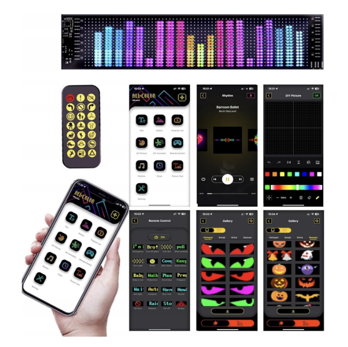 Banda LED RGB Devil Eye, Aplicatie, Telecomanda, Kit montaj inclus