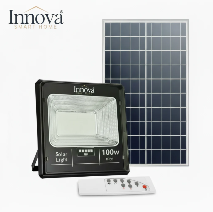 Proiector Solar Innova 100W , IP66 , Indicator Batarie , Telecomanda , 6500k