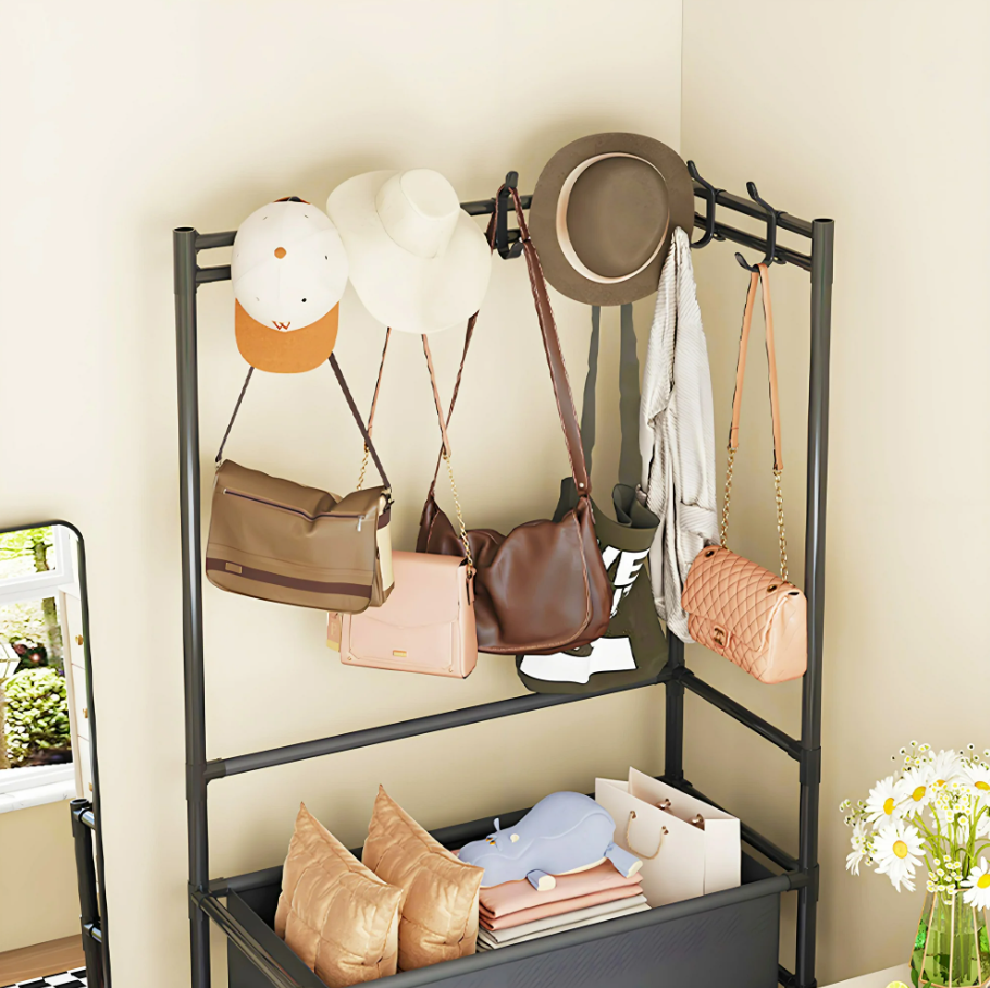 Suport de colt 3 in 1 pentru haine si pantofi, robust 154x60x28cm