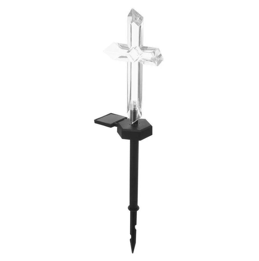1 + 1 CADOU! Cruce Solară LED pentru Mormânt – Lampă Decorativă Cimitir, Rezistentă la Intemperii